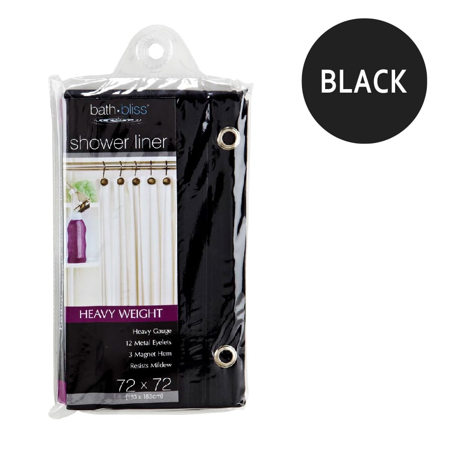Bath Bliss Heavy Weight Shower Liner Black (Dims 72x72")