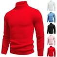 thumbnail image 4 of Miluxas Crewneck Sweaters for Men Slim Fit Long Sleeve Pullover Sweater Ribbed Knitted Lightweight Tops Red, 4 of 5
