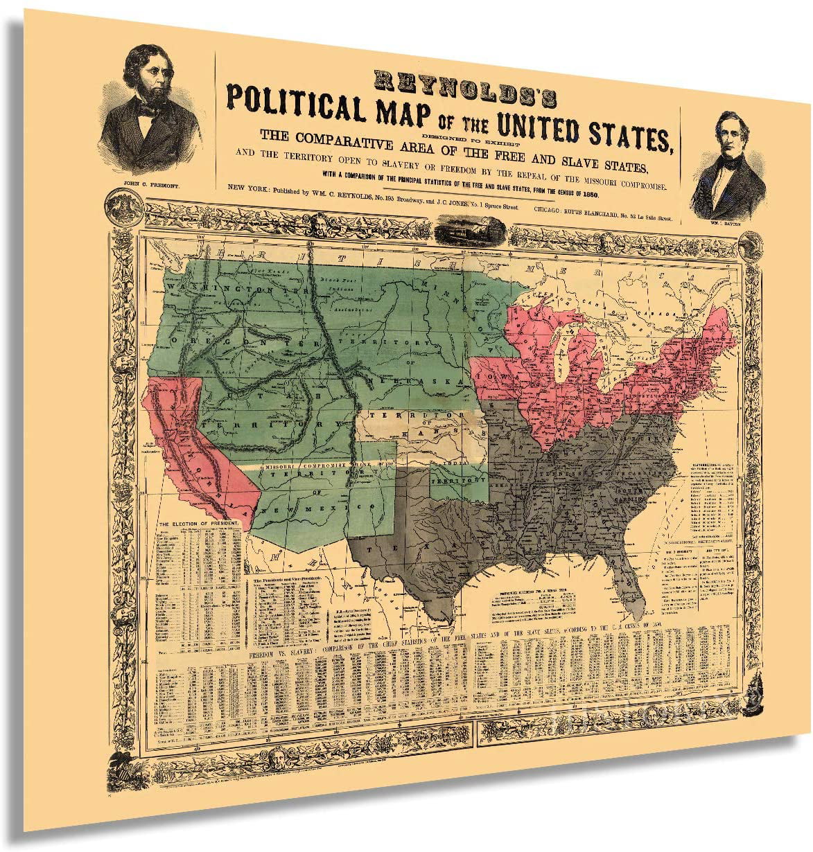 HISTORIX 1856 United States Political Map Vintage Poster Wall Art Print, 18 x 24 Inch - Walmart.com