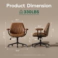 thumbnail image 3 of HomeZeer Vintage Executive Office Chair with Rubber Casters Padded Arms, Premium Cognac Brown Faux Leather Swivel Computer Desk Chair, Height Adjustable Task Chair for Home Office, 3 of 12