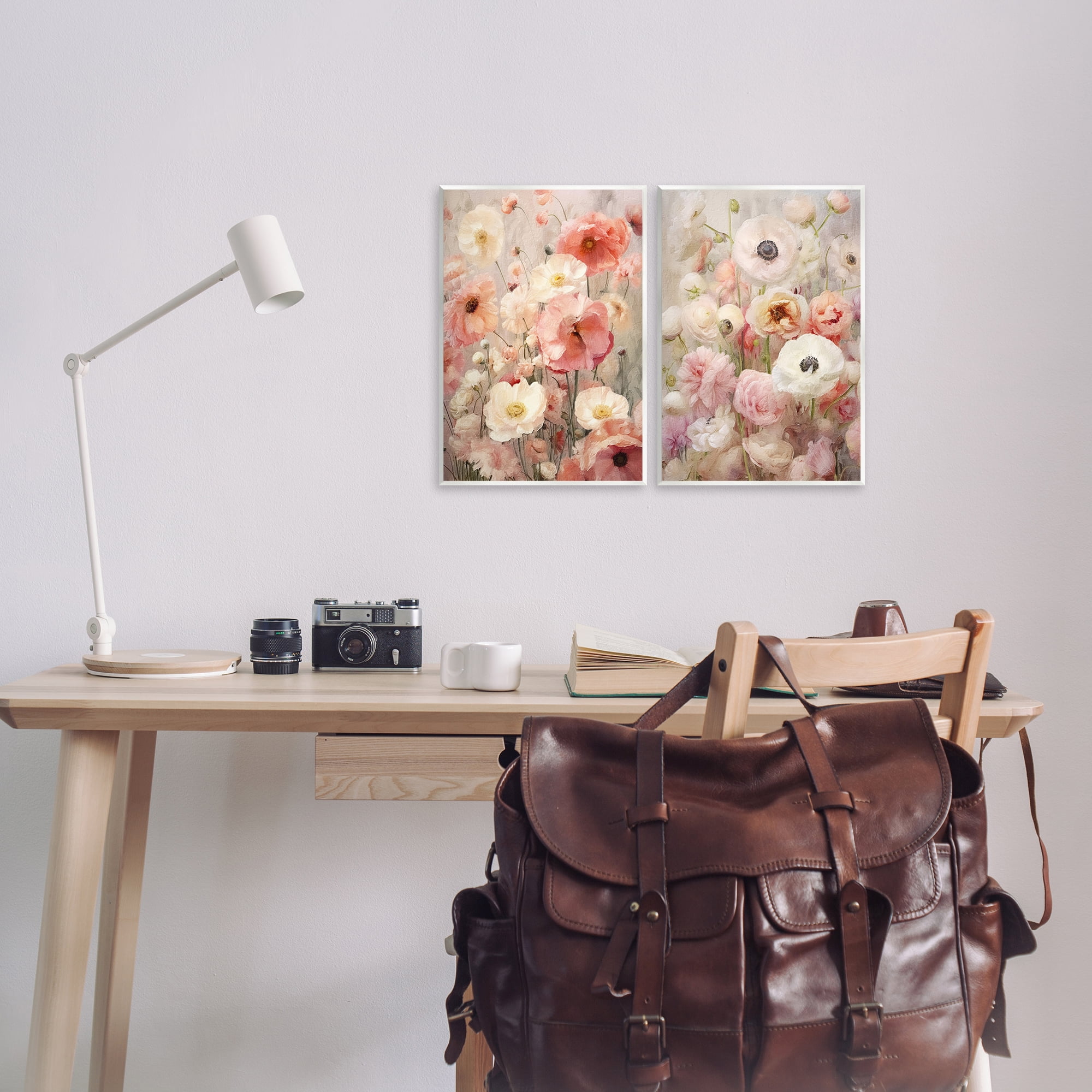 Stupell Industries Blush Floral Flowers Plants & Flowers Painting Unframed Art Print Wall Art, 11 x 14, Set of 2