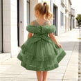 thumbnail image 4 of Flower Girls Dress Tulle Spaghetti Strap Pearl Belt Ruffle Hem Xmas Party Formal Green 2-3Years, 4 of 7