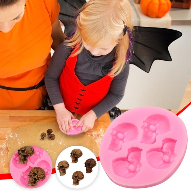 Xihbxyly Bandeja de Hielo con Forma de Calavera, Silicona de Grado Alimenticio, Cubitos de Hielo con Esqueleto Realista, Sin Bpa, Perfecta para Whisky, Cócteles, Bares En Casa, Fiestas de Halloween,
