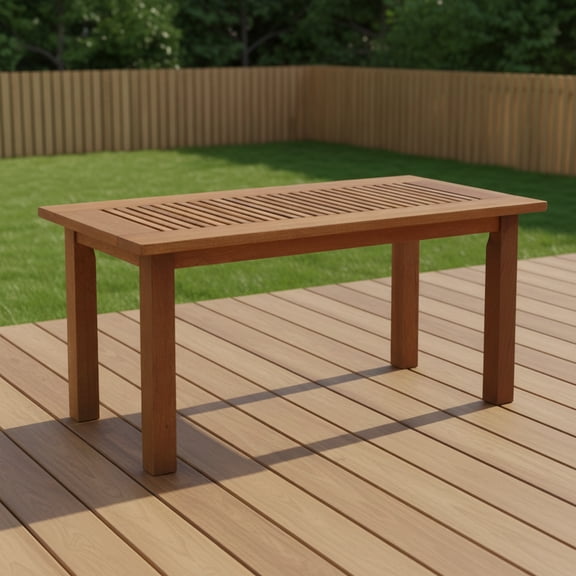 Furinno TIOMAN Patio Table, Outdoor Side Table, Coffee Table in Teak Oil, for Patio, Garden, Porch, for Patio, Garden, Porch, Light Wood