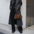thumbnail image 4 of Cowhide Leather Women Ruched Cloud Bag, Shoulder Underarm Bag, Suede Texture, Large Capacity, 4 of 8