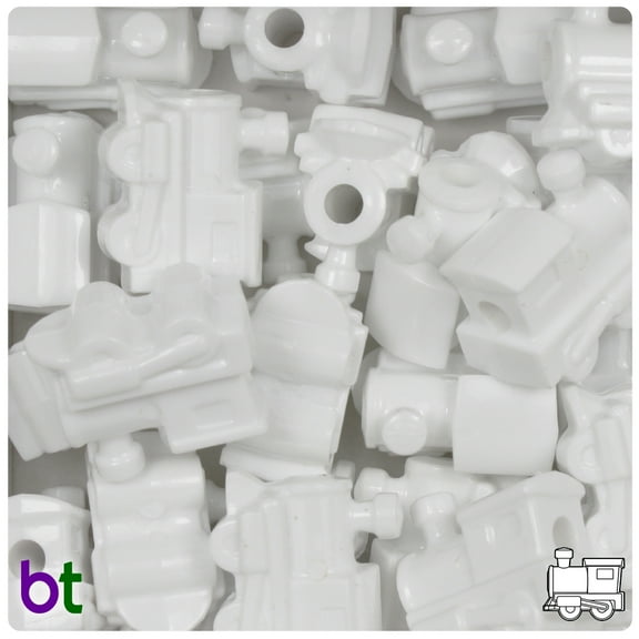 BeadTin White Opaque 22mm Train Pony Beads (24pcs)
