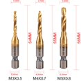 thumbnail image 1 of Juego de brocas de grifo, vástago hexagonal Chapado en titanio, tornillo HSS, broca de rosca, máquina de tornillo, grifo compuesto M3, M4, M5, M6, M8, M10, herramientas manuales nuevas, 1 of 4