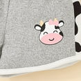 thumbnail image 6 of Sopiago Baby Girl Summer Outfit Cow Print Short Sleeve T Shirt Tops and Stretch Shorts Toddler Girl Clothing Set Grey,9-12 Months, 6 of 7