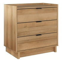 Maklaine Contemporary Engineered Wood 3 Drawer Nightstand in Oak