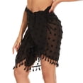 thumbnail image 2 of Zando Sarong Beach Wrap with Tassels Bathing Suit Wrap Cover Ups Skirts Swimsuit Coverup Swim Skirt Classic Black, 2 of 4