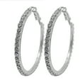 thumbnail image 2 of Anvazise Elegant Big Circle Round Hoop Earrings Women Rhinestone Inlaid Wedding Jewelry Silver, 2 of 12