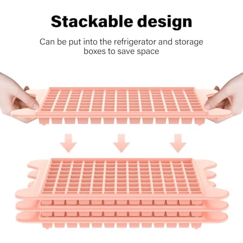 Mini Ice Cube Tray for Freezer: 3-in-1 Small Ice Trays with Storage Bin, 117 Easy Release Nugget Ice Cube Trays, Silicone Crushed Ice Molds for Countertop and Freezer Use, BPA-Free