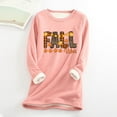 thumbnail image 2 of Ichuanyi Womens Fall Tops, Women Thick Faux Fleece Thanksgiving Sweatshirt Christmas Print Velvet Warm O-neck Underwear Top, 2 of 3