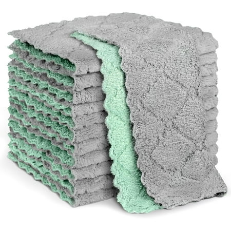 

WYXSH 12Pcs Kitchen Towels Absorbent Coral Fleece Dish Towels No Odor Reusable Dish Cloths Microfiber Cleaning Cloths Fast Drying Dishcloths