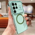 thumbnail image 4 of for Samsung Galaxy S22 Ultra Case for Women Girls [Compatible with Mag Safe] Cute, Magnetic Love Heart Pattern with Camera Lens Protection Plating Shockproof Wireless Charging Phone Case,Green, 4 of 8