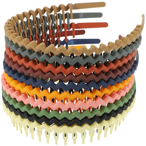 OFFIGAM 10pcs Women's Hairbands Plastic Assorted Colors Anti- Elastic Hair Ties Headdress Accessories
