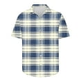 thumbnail image 4 of Mens Short Sleeve Button Down Shirts 2025 Summer Plaid Print Lapel Beach Shirts for Men Fashion Lightweight Casual Work Shirts, 4 of 5