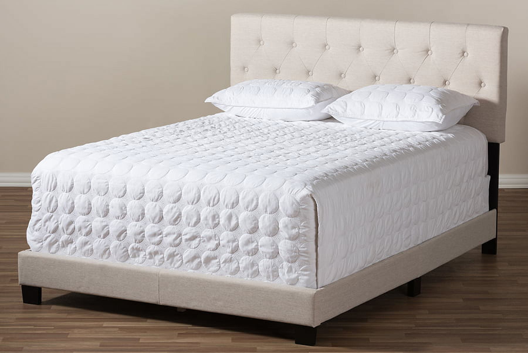 Baxton Studio Cassandra Light Beige Fabric Upholstered Queen Size Bed
