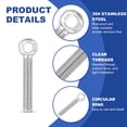 thumbnail image 3 of Uxcell Lifting Shoulder Eye Bolts, Machinery Shoulder Lifting Screw Bolt 304 Stainless Steel Threaded Screw Eyebolt M6x39mm 5, 3 of 7