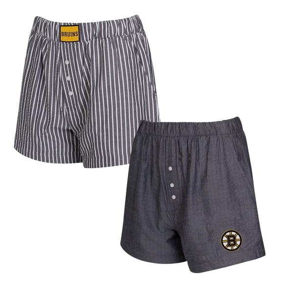 Women's Concepts Sport Charcoal Boston Bruins Two-Pack Boxer Shorts Set
