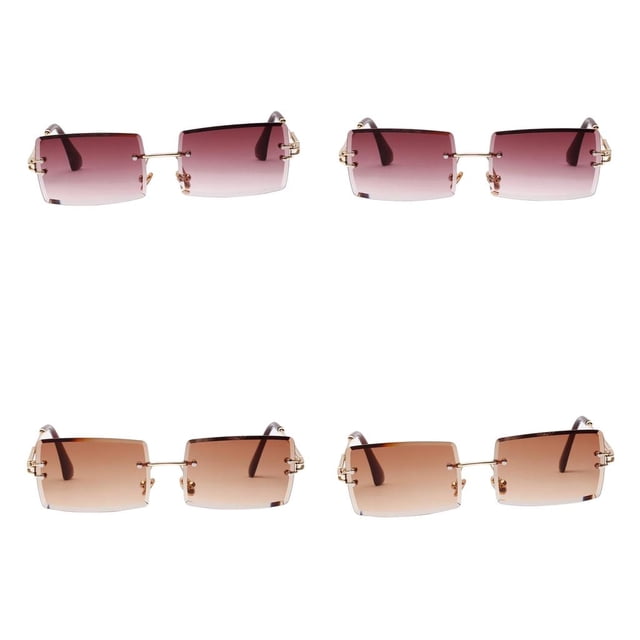 Gafas de terre Rectangular para Mujer de 4 Piezas, Retro, Clásico, para Fiestas, Lentes Teñidas BLESIY Gafas de sol rectangulares para mujer