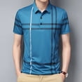 thumbnail image 5 of Men's High Quality Summer Plaid Traceless Short Sleeve Polo Shirt Classic Business Casual Breathable Men's Striped Lapel T-Shirt, 5 of 5