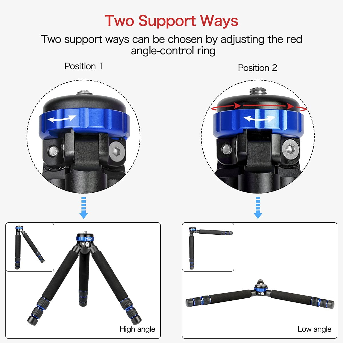 Koolehaoda Camera Mini Tripod, Lightweight Aluminum Alloy Tabletop Tripod Stand with 1/4 and 3/8 Screw Mount for DSLR Camera,Video Recorder,Cell Phone - (MT-03)
