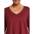 thumbnail image 5 of Terra & Sky Women's Plus Size V-Neck T-Shirt with Long Sleeves, 2- Pack, 5 of 5