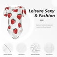 thumbnail image 6 of Haiem Hand Drawn Strawberry Women's Crew Neck Short Sleeve Bodysuit Tops Stretchy Slim Basic-X-Large, 6 of 9
