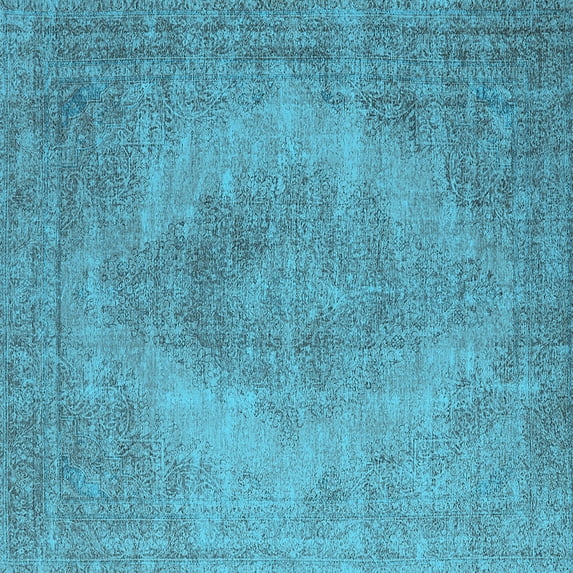 Ahgly Company Indoor Square Oriental Light Blue Industrial Area Rugs, 6' Square