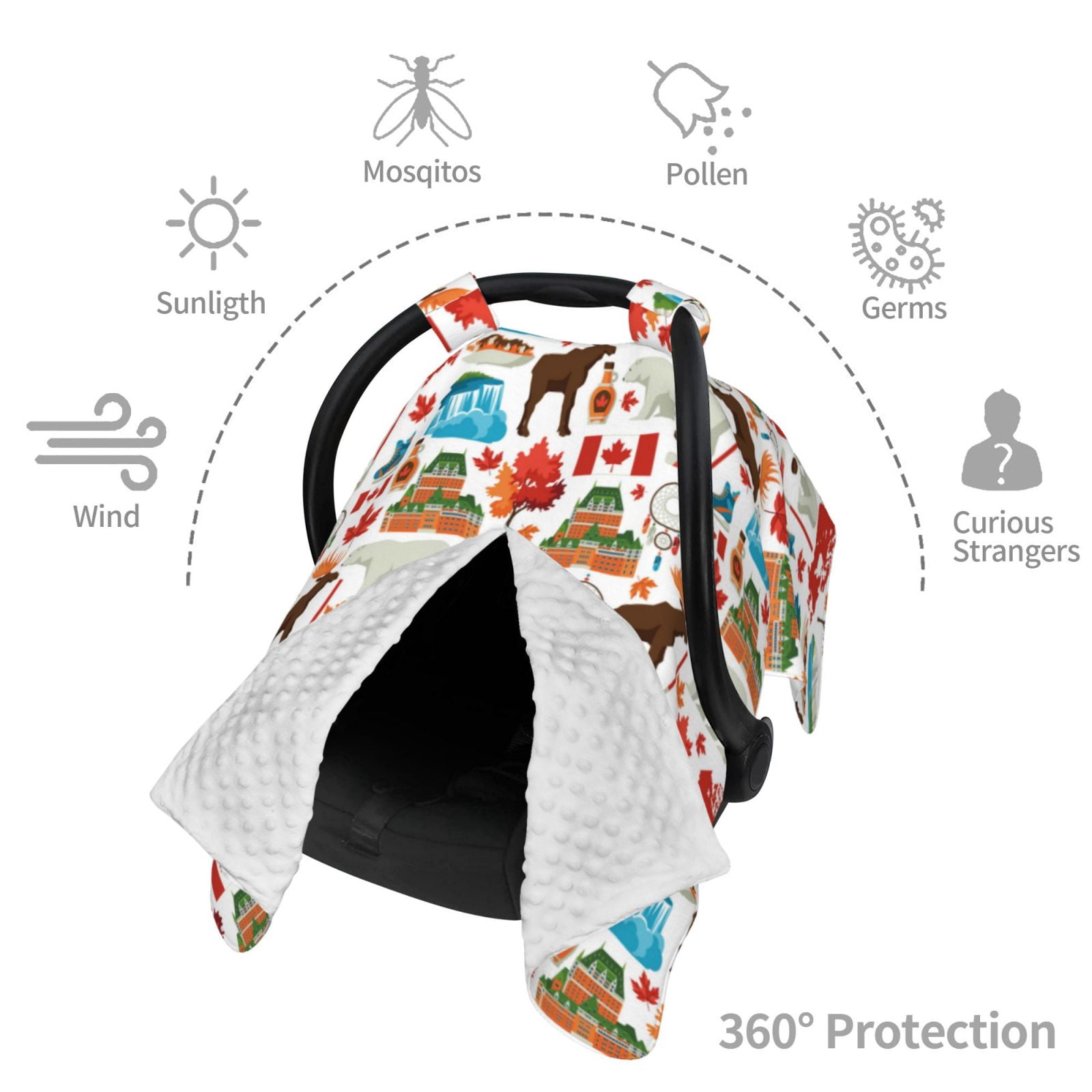 Car Seat Cover Baby - reindeer polar bear Breathable Infant Car Seat Cover for Baby Carseat, Lightweight Comfort Baby Essentials Must Haves Newborn Stuff for Girl Boy