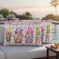 thumbnail image 5 of Spring Pillow Covers 2 Pack Purple Pink Green Rose Floral Leaf Gnomes Pink Plaid Pillowcase Waterproof Outdoor Throw Pillow Cover for Patio Balcony Rectangular Cushion 20”x12”, 5 of 9