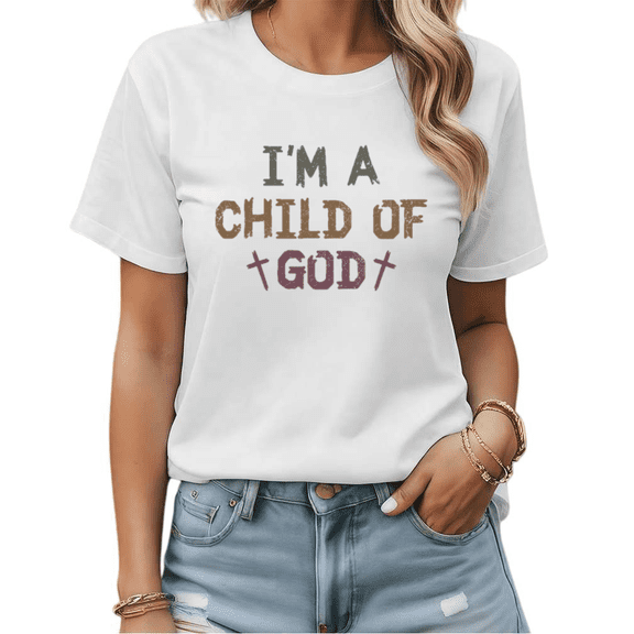 Modern Christian Child Of God Graphic Tees Womans Tshirt Shirts Black White S-5XL Tops