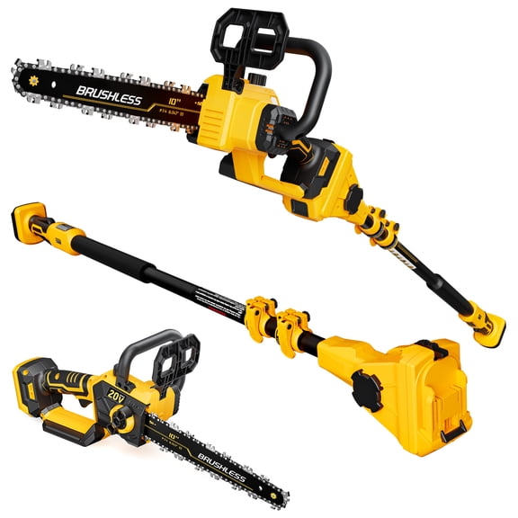2-IN-1 Cordless 10-Inch Pole Saw & Chainsaw Compatible with DEWALT 20V MAX* Battery, Total Reach of Max 14.5ft, Electric Pole Saw for Tree Trimming Pruning (Tool Only-Battery & Charger not included)