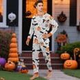thumbnail image 2 of Halloween Family Pajamas Matching Set - 2 Piece Halloween Ghost with Pumpkin Print Top & Pants Sleepwear for Family Halloween Nights Blue Pajamas for 2XL Pjs, 2 of 5