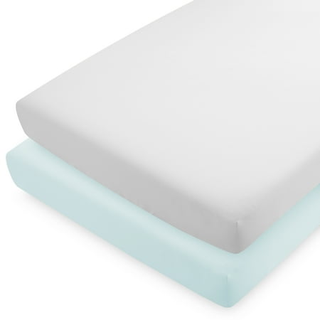 UPC: 0840105709701 | Bare Home 2 Pack Fitted Sheets – Premium 1800 Collection – Ultra Soft – Crib Sky Blue/Cloud Gray