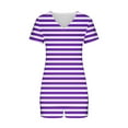 thumbnail image 5 of Fashion 2 Piece Outfits for Women Striped Casual Home Two-piece V-neck Top With Pocket Shorts Set, 5 of 6