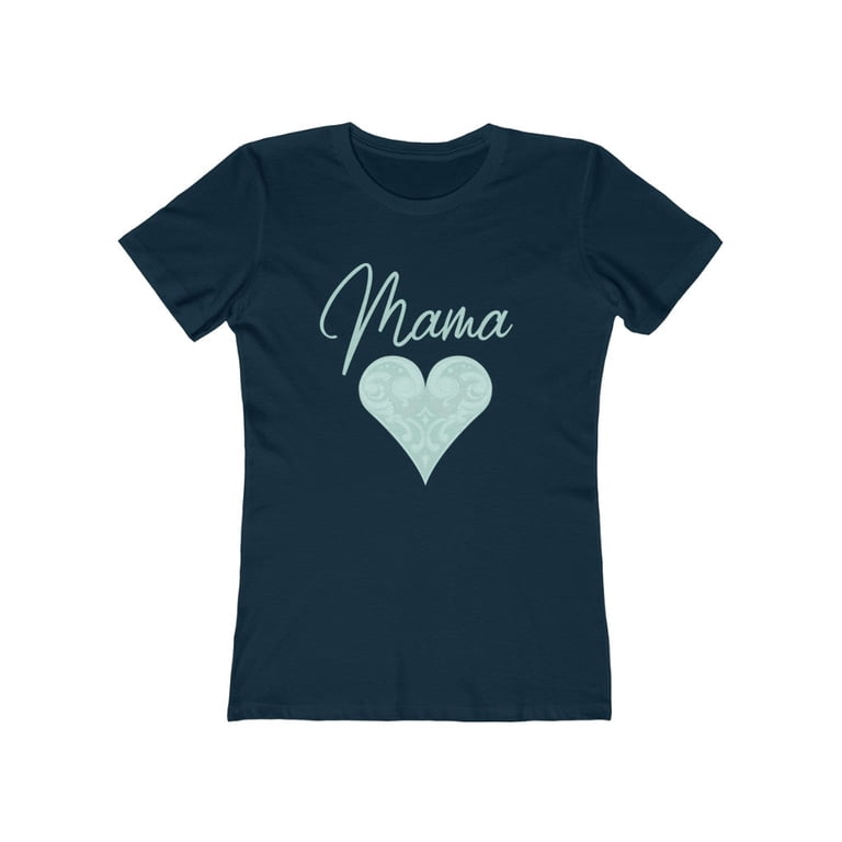 Mama Heart Graphic T-Shirt - Cute Mom Life Tee, Casual Short Sleeve Top For Women