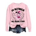 thumbnail image 2 of In October We Wear Pink Halloween Ghost Sweatshirts for Women 2025 Cancer Awareness Sweatshirt Pullover Tops, 2 of 5