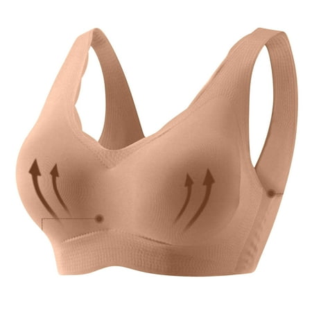 Ndbuld Bras for Women Plus Size Underwear Women Comfort Beautiful Back Seamless Seamless Bras Wireless Push UpT-shirt Bras Bralettes Thin Soft Everyday Bra Christmas Gift M Beige