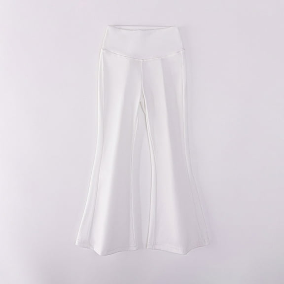 Girl's Leggings Flare Pants, High Waisted Yoga Boot Cut Pants Kids Youth Full Length Bell-Bottoms Loungewear Trousers Soft Trousers Yoga Pants White 120