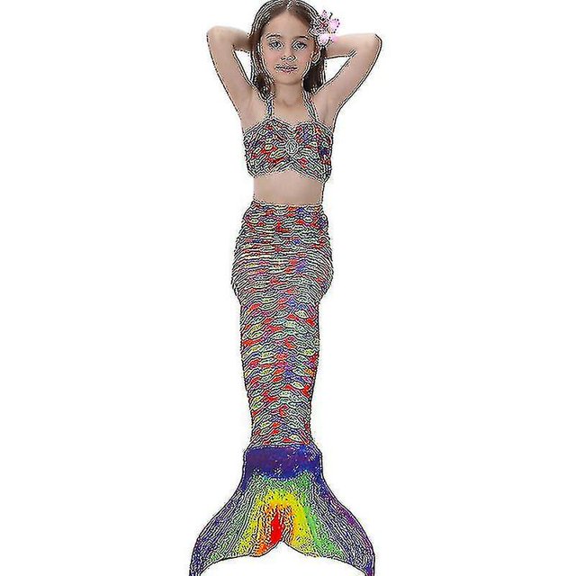 Traje de baño para niñas, conjunto de Bikini con cola de sirena, trajes de juego de rol, trajes de baño, AMulti10-11 años