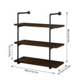 thumbnail image 7 of 3 Tier 12" Deep Industrial Wall-Mounted Iron Pipe Shelving Unit Pipe Bookshelf Storage Organizer With Board Rustic Black, 7 of 7