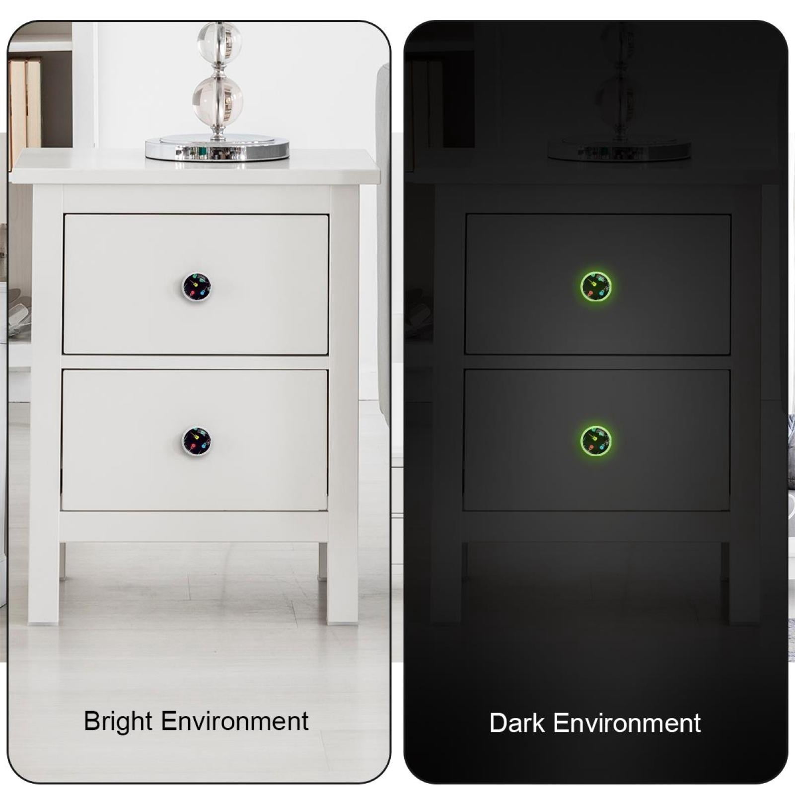 4PCS Round Acoustic Guitars Music Cabinet Fluorescence Knob Glowing in the Dark Furniture Drawer Pulls Handle with Screws