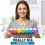 Large 7 Day Pill Organizer, 2 Times a Day Pill Box, Daily Medicine Organizer, Plastic