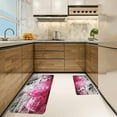 thumbnail image 7 of 2 Pieces Kitchen Rugs, Abstract Anti Fatigue Non Slip Foam Cushioned Art Modern White Fuchsia Rose Comfort Indoor Floor Mat Runner Rug Set for Laundry Office Sink Bathroom (17"x48"+17"x24"), 7 of 7