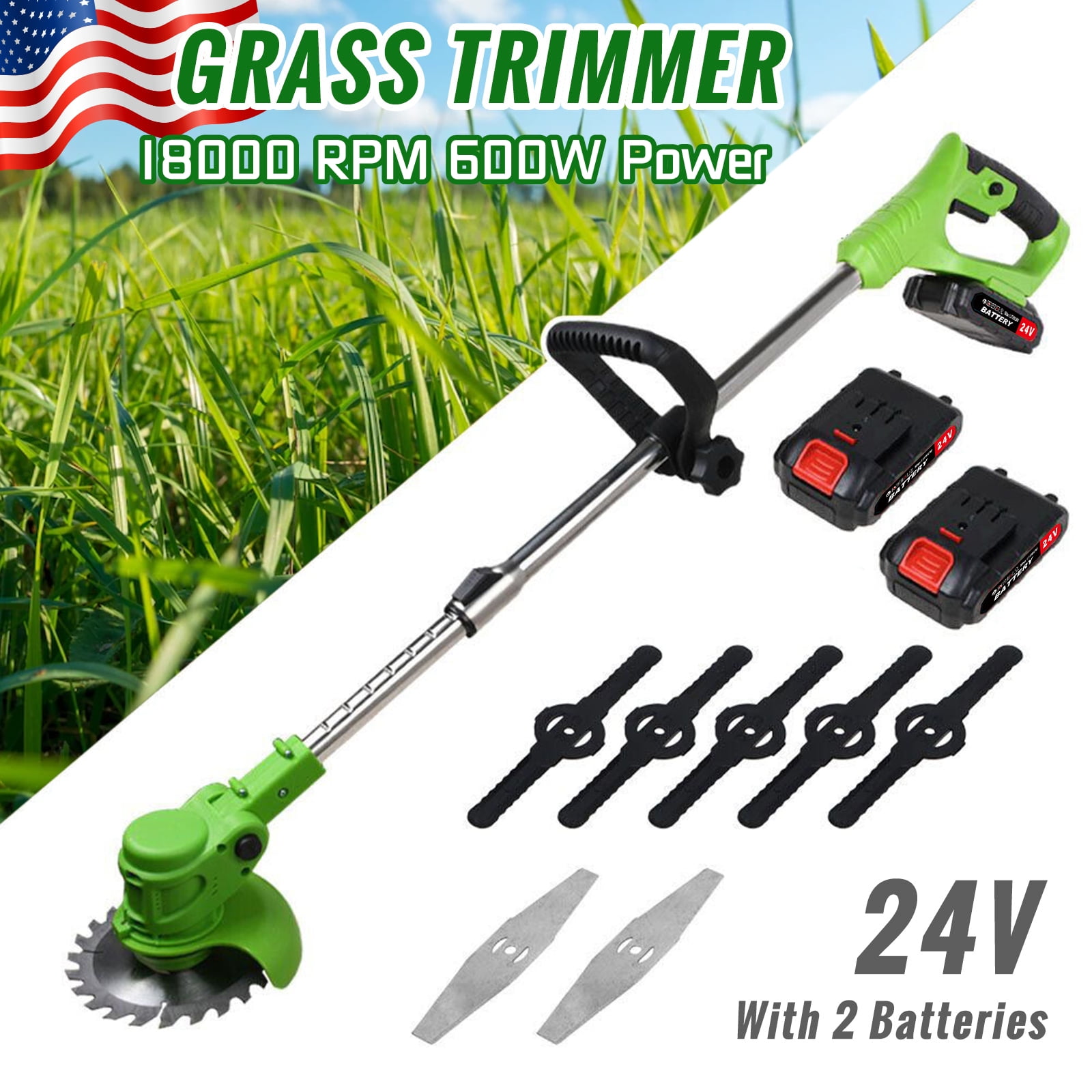 24V 650W Electric Weed Lawn Edger Weed Eater, Cordless Grass Trimmer