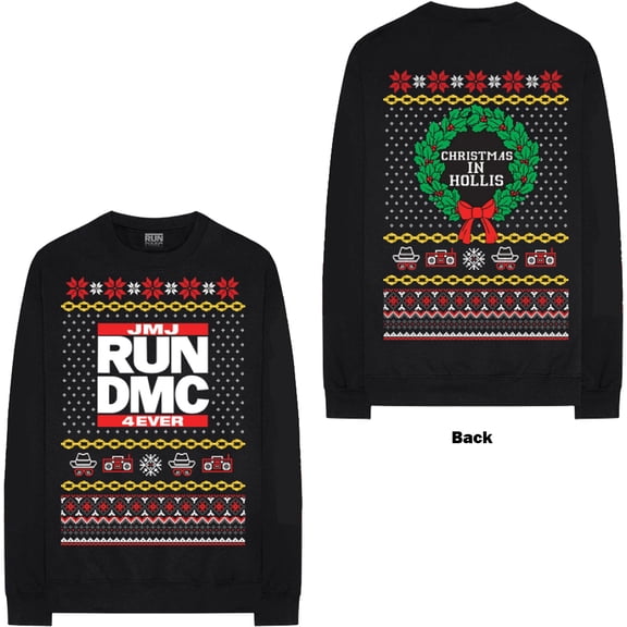 Men's Run DMC Holiday (Back Print) Sweatshirt Small Black