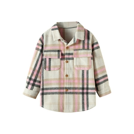 

Toddler Flannel Shirt Jacket Plaid Long Sleeve Lapel Button Down Shacket Kids Boys Girls Shirts Coats Fall Tops