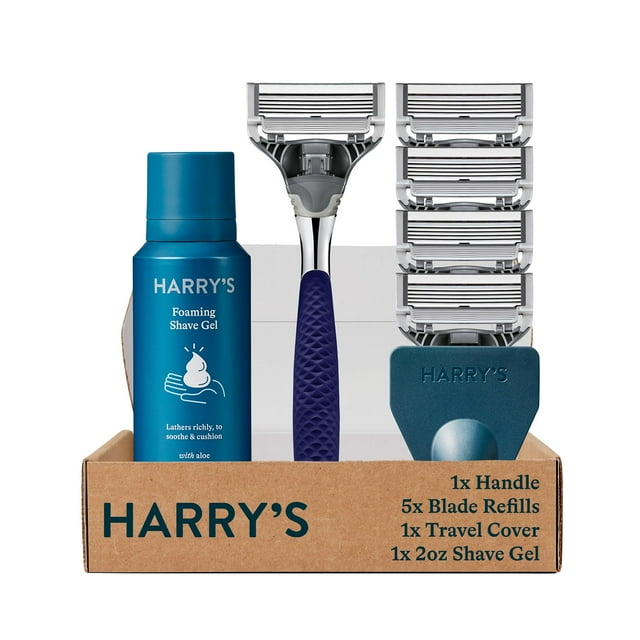 Set de maquinillas de afeitar Harry's para hombre, 1 mango con 4 hojas de repuesto y gel